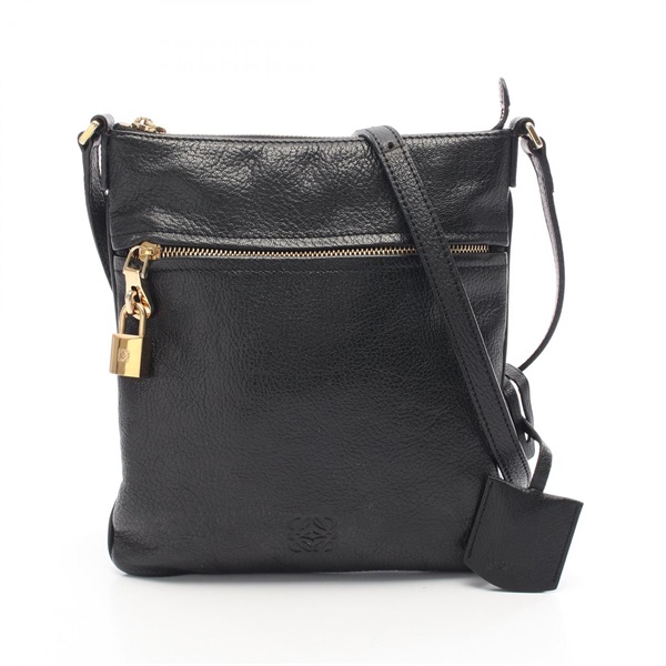 LOEWE anagram Shoulder crossbody Bag leather Black Used Women