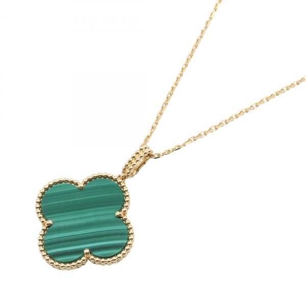 Van Cleef & Arpels Magic Alhambra Malachite Pendant Long Necklace 18KYG Green