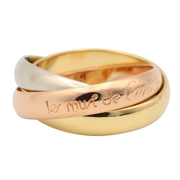 CARTIER Trinity Ring 18KYG Yellow Gold 18KWG White Gold 18KRG Used #50 Size 5.25