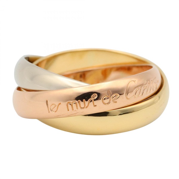 CARTIER Trinity Ring 18KYG Yellow Gold 18KWG White Gold 18KRG Used #50 Size 5.25