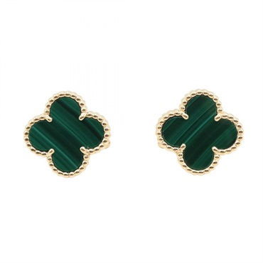 Van Cleef & Arpels Vintage Alhambra Pierced earrings Malachite 18KYG Green Used