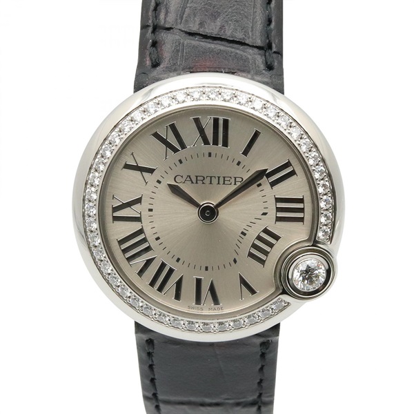 CARTIER Baron Blanc de Cartier Wrist Watch W4BL0003 Quartz SS diamond Used Women