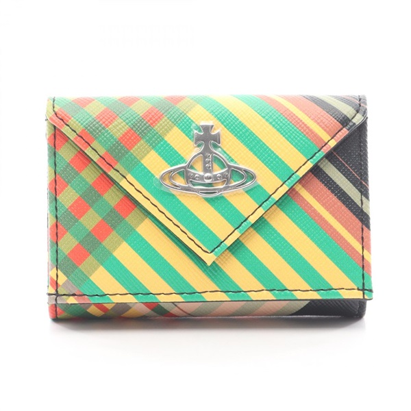 Vivienne Westwood TARTAN Orb Tri-fold wallet 51150009O102 Polyurethane Yellow