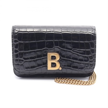 BALENCIAGA B dot Chain Shoulder Crossbody Bag 593615 Patent leather Black Used