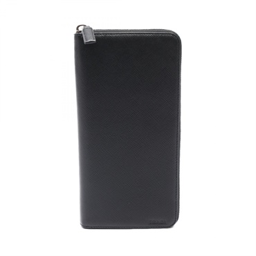 PRADA SAFFIANO 1 Around zip long wallet purse 2ML220 leather Black Used unisex