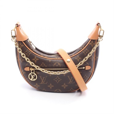 LOUIS VUITTON loop Shoulder Bag M81098 Monogram canvas leather Brown Used Women