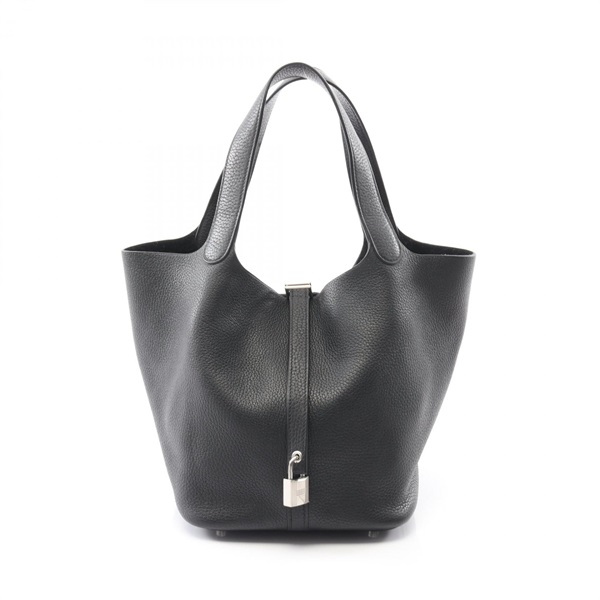 HERMES Picotin Lock MM Handbag C Taurillon Clemence Black Used SHW
