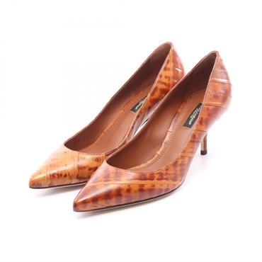DOLCE & GABBANA pumps shoes stiletto heels leather Brown Used Women #37