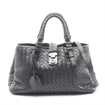 BOTTEGA VENETA Intrecciato Rome 2Way Shoulder Handbag 337303 leather Black Used