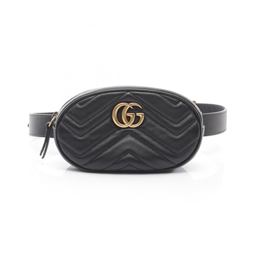 GUCCI GG Marmont Waist bum belt bag 476434 leather Black Used Women