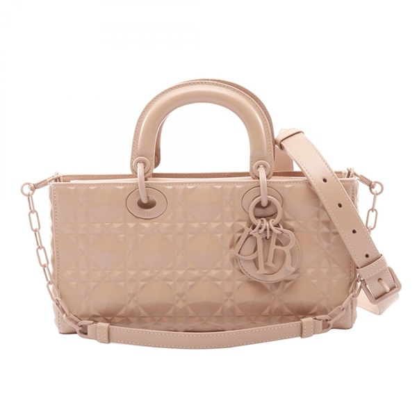 Chrisitan Dior LADY D-JOY Medium Diamond Cannage crossbody Handbag leather Pink