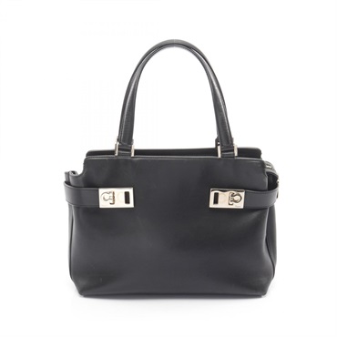 Salvatore Ferragamo Gancini Handbag 22 0167 leather Black Used Women