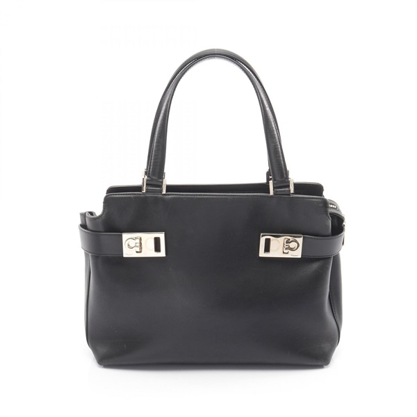 Salvatore Ferragamo Gancini Handbag 22 0167 leather Black Used Women