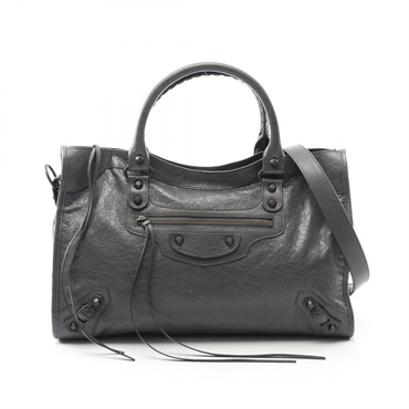 BALENCIAGA City Medium 2Way Shoulder Handbag 823058 Leather Gray NEW Women