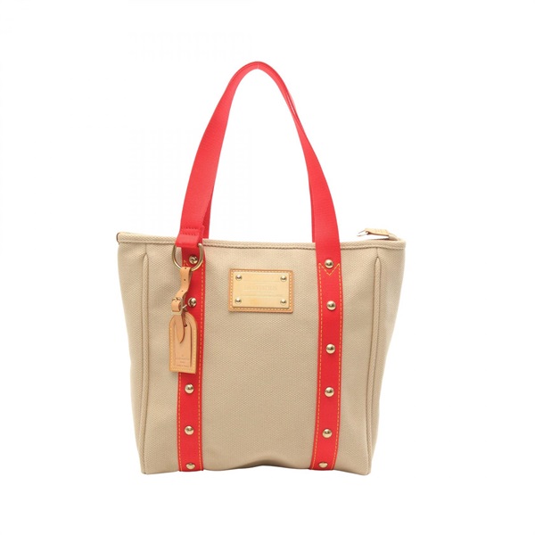 LOUIS VUITTON Cabas MM Shoulder Tote Bag M40035 Antigua canvas leather Beige Red