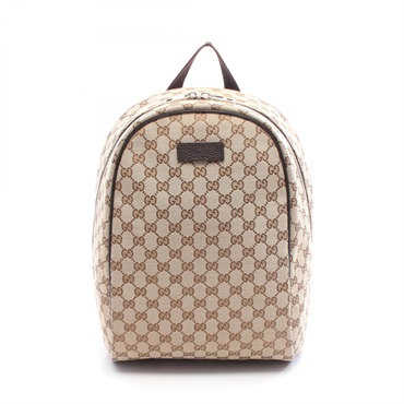 GUCCI Rucksack Backpack zip bag 449906 KY9NN canvas leather Beige Brown Used