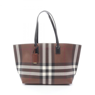 BURBERRY LL MD SOFT TB TOTE Tote Bag 8069659 Canvas leather Brown Black Used