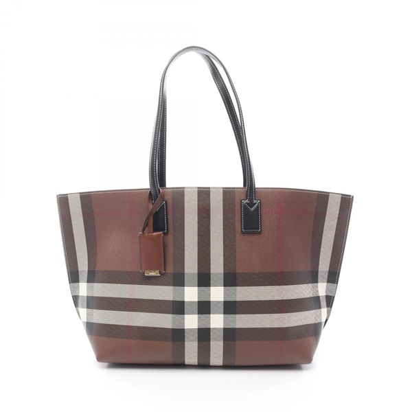 BURBERRY LL MD SOFT TB TOTE Tote Bag 8069659 Canvas leather Brown Black Used