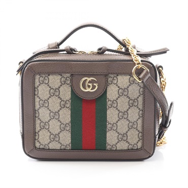 GUCCI Ophidia GG Supreme Chain Shoulder Bag 602576 canvas leather Beige Brown