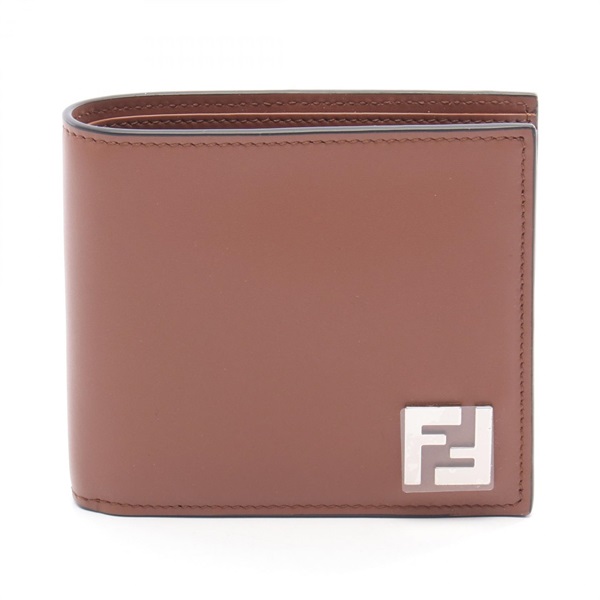 FENDI FF Square Bi-fold wallet 7M0356 leather PVC canvas Brown Black NEW mens