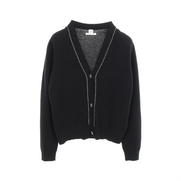 HERMES Cardigan 2E2700D1 cashmere Black Used Women #38