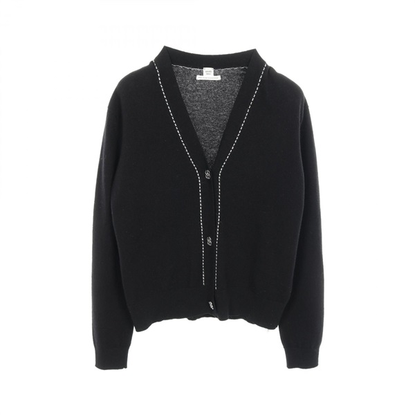 HERMES Cardigan knitwear 2E2700D1 cashmere Black Used Women #38