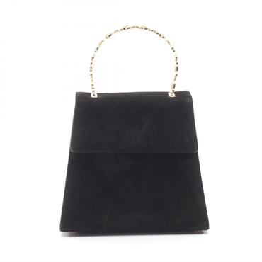 Salvatore Ferragamo Gancini Handbag 21 5672 Fabric suede Black Used Women