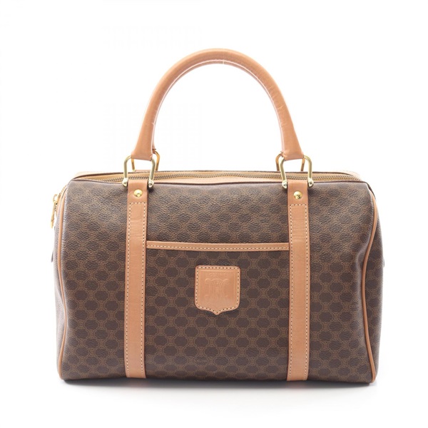 CELINE Macadam Handbag PVC coated canvas leather Dark Brown Used Women