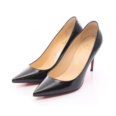Christian Louboutin Pumps shoes stiletto heels enamel Black Used Women #35 1/2