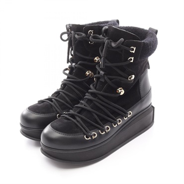 Salvatore Ferragamo Gancini short boots leather Suede Black Used Women #6 1/2