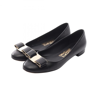 Salvatore Ferragamo Vara ribbon Pumps shoes leather Black Used Women #6 1/2