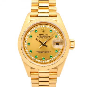 ROLEX Datejust 10P Emerald Diamond N Wrist Watch 69178LE Automatic 18KYG Used