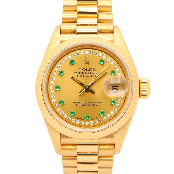 ROLEX Datejust 10P Emerald Diamond N Wrist Watch 69178LE Automatic 18KYG Used