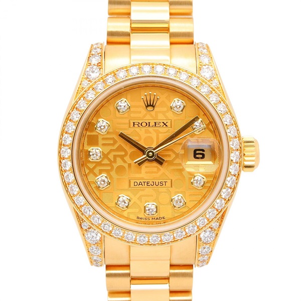 ROLEX Datejust 10P Diamond Random 2010- Wrist Watch 179158G Automatic 18KYG Used