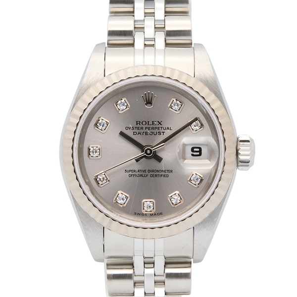 ROLEX Datejust 10P Diamond F Wrist Watch 79174G Auto 18KWG Gold SS Used Women