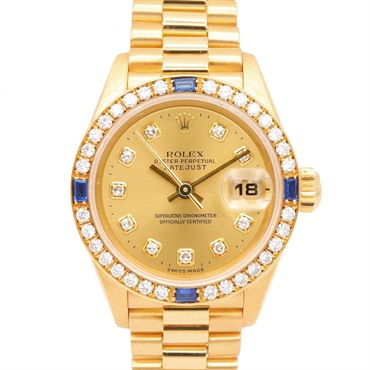 ROLEX Datejust Diamond/4P Sapphire Bezel Wrist Watch 69088G Automatic 18KYG Used