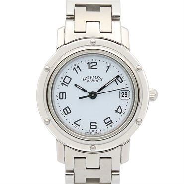 HERMES Clipper Wrist Watch CL4.210 Quartz Stainless Steel Used Women white