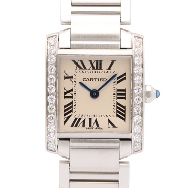 CARTIER Tank Française SM Diamond Wrist Watch W4TA0008 Quartz SS Used Women