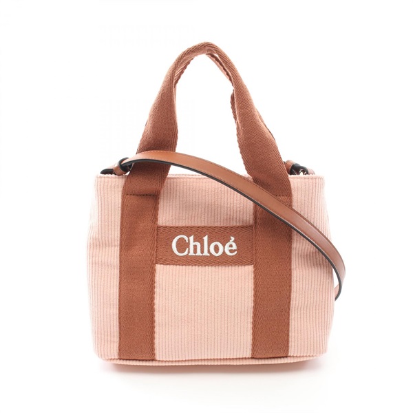 Chloe Shoulder Tote Bag C20274454 canvas leather Corduroy Pink Brown NEW Women