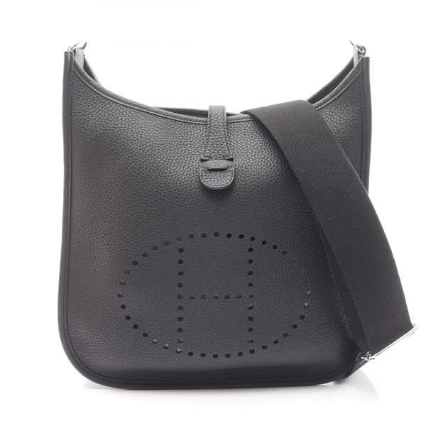 HERMES Evelyne 3 Trois PM Shoulder crossbody Bag leather Black SHW Used K