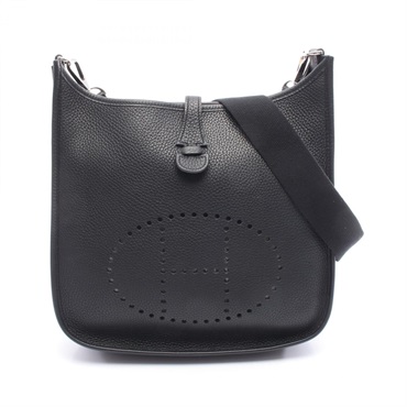 HERMES Evelyne 2 PM Shoulder hand Bag Taurillon Clemence Black Used SHW Women