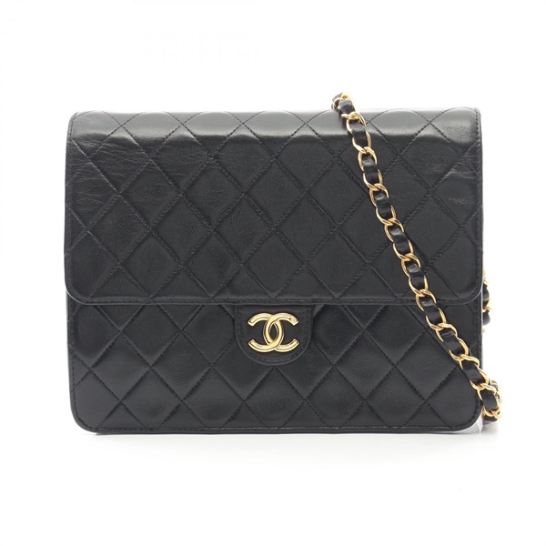 CHANEL Matelasse single flap Chain Shoulder Bag Lamb leather Black Used GHW CC