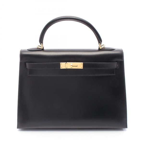 HERMES Kelly 32 shoulder Handbag G Box calf leather Black Used GHW Women