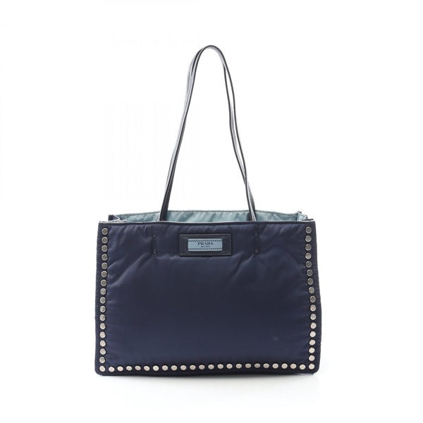 PRADA TESSUTO etiquette Tote shoulder Bag 1BG122 Nylon leather Navy Used Women