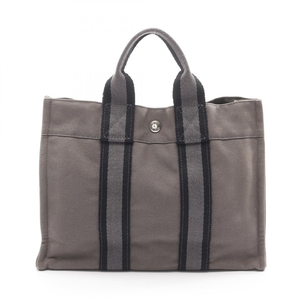 HERMES Fourre-tout PM Tote hand Bag 100754M canvas Gray Black Used Women SHW