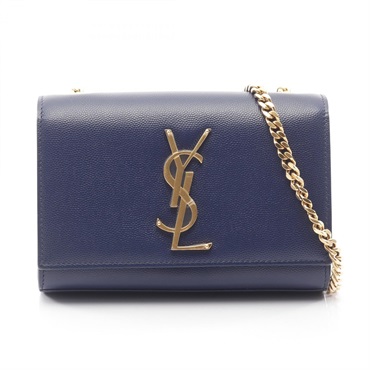 SAINT LAURENT PARIS Kate Chain Shoulder Bag 354121 leather Navy Used Women GHW