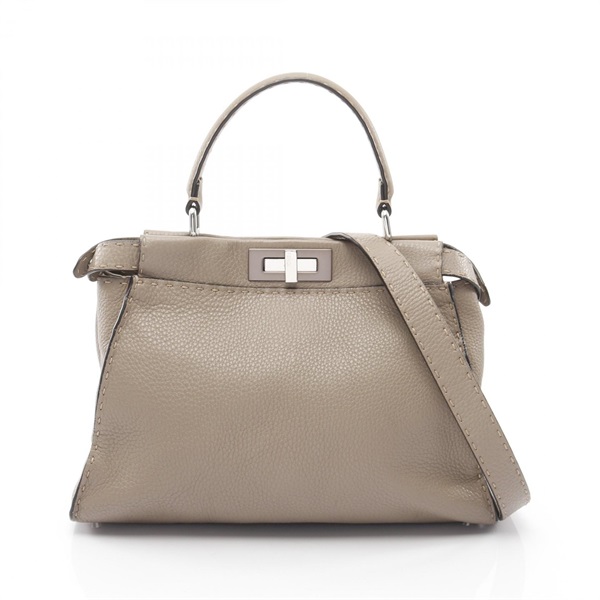 FENDI Peekaboo Regular Selleria crossbody Handbag 8BN290 leather Beige Used