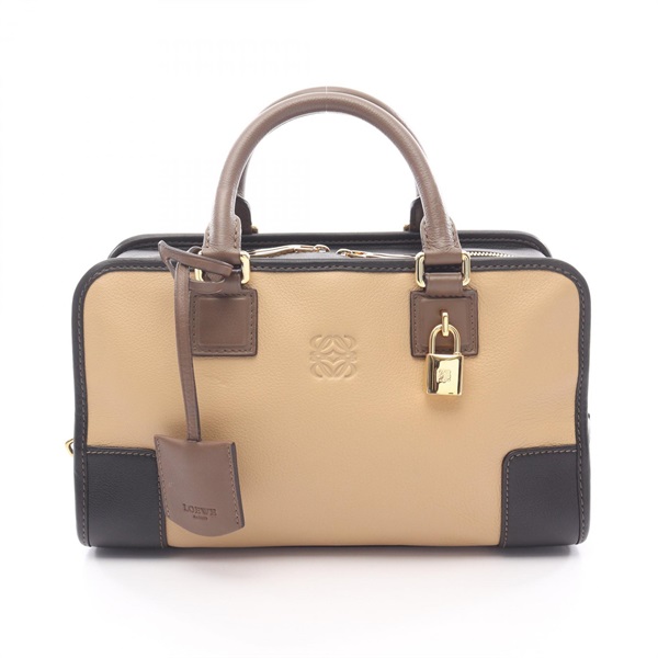 LOEWE Amazona 28 Anagram Handbag leather Beige Black Brown Used Women