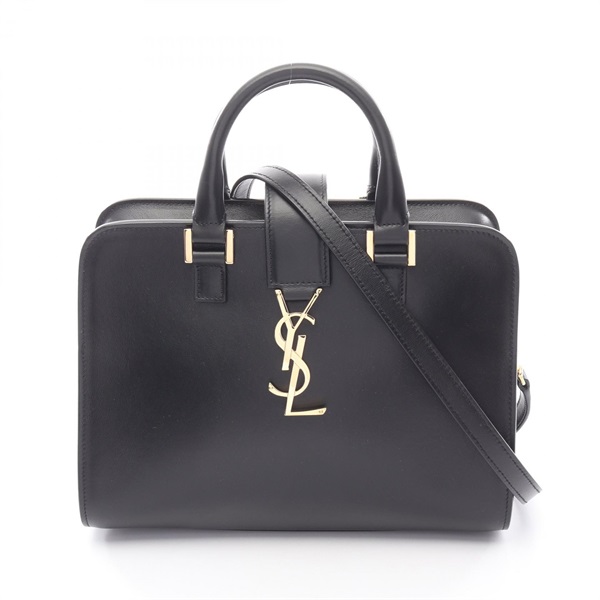 SAINT LAURENT PARIS Monogram Baby Cabas Shoulder Handbag leather Black Used