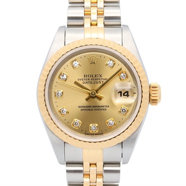 ROLEX Datejust 10P Diamond U Wrist Watch 69173G Auto 18KYG Gold SS Used women